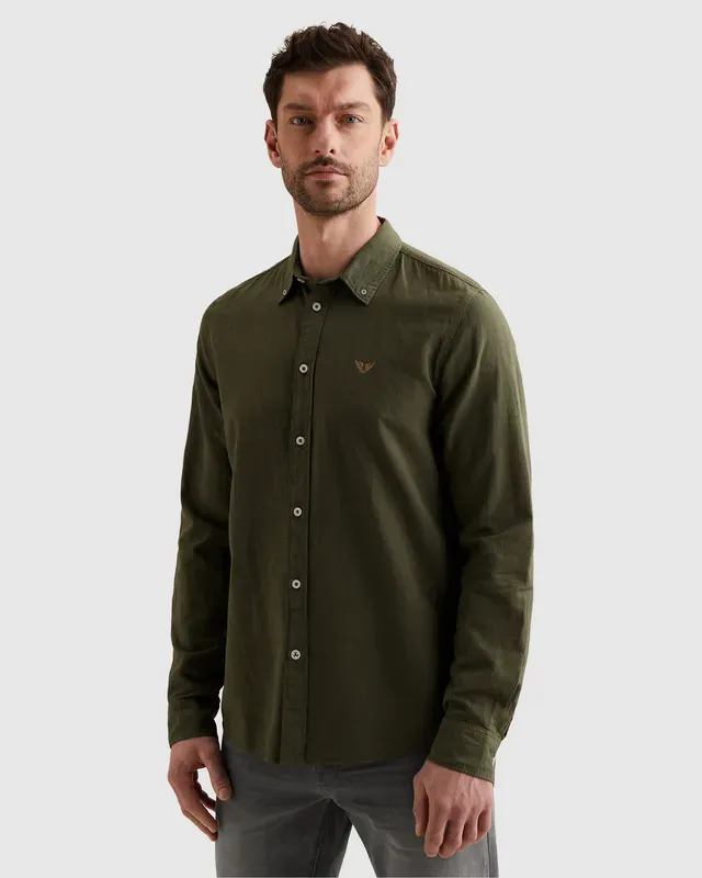 PME Legend Overhemd van katoen/linnen met garment-dye wassing PSI2603243-6150