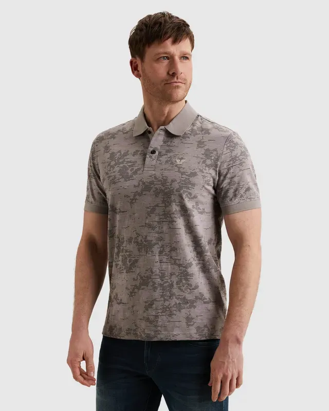 PME Legend Polo van slub jersey met allover print PPSS2603859-4196