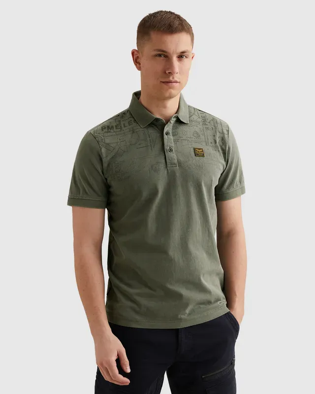 PME Legend Polo met garment-dye wassing en print PPSS2603863-6150
