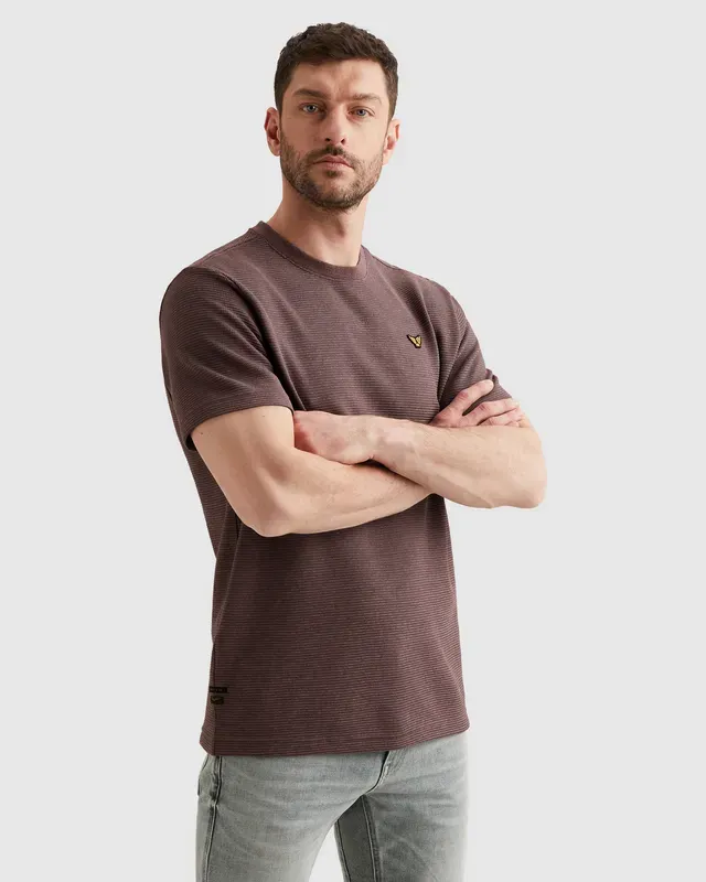 PME Legend T-shirt met tweetonig streeppatroon en structuur PTSS2603569-4323