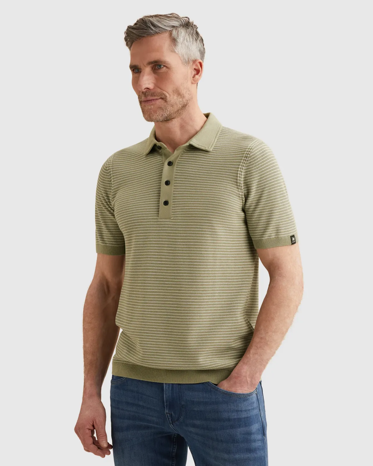 Vanguard Polo van katoen/modal met streeppatroon VPSS2603852-6390
