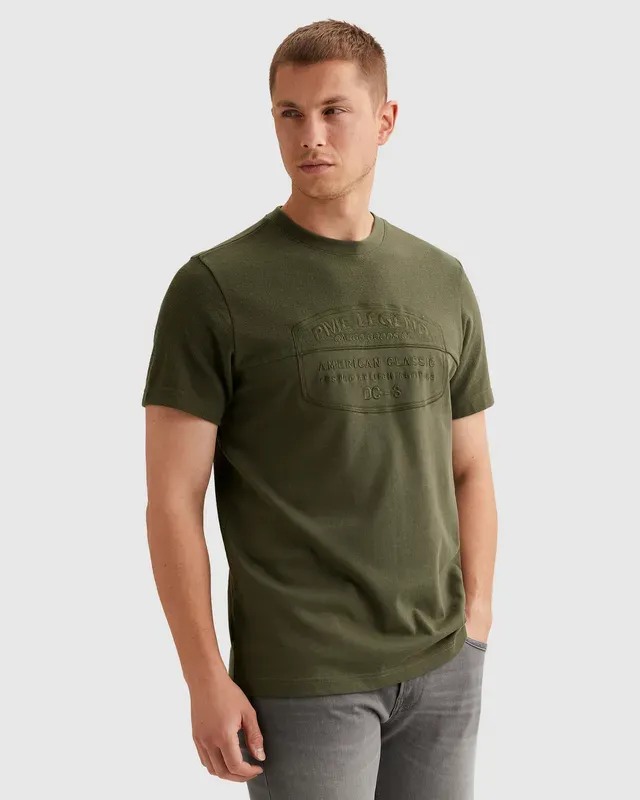 PME Legend T-shirt van een materiaalmix met artwork PTSS2603568-6150