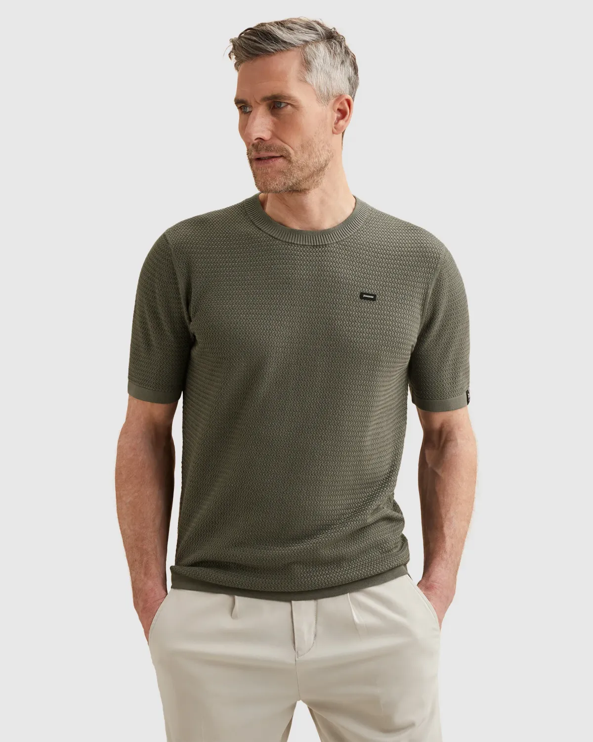 Vanguard T-shirt met badge en allover structuur VTSS2603516-6495
