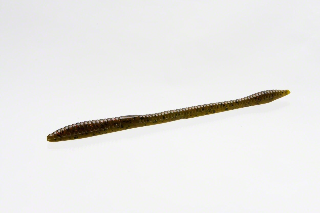 Zoom 006202 Trick Worm 6.5&quot; Green Pumpkin Red 5685