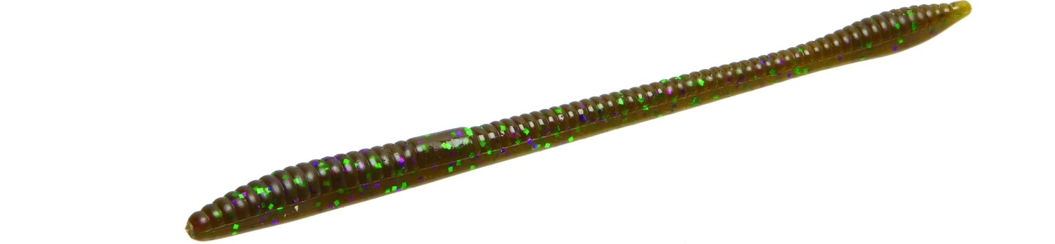 Zoom 006349 Trick Worm 6.5&quot; Green Pumpkin Purple Green 5620
