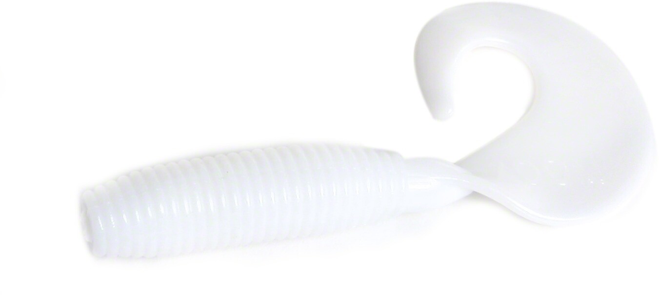 Zoom 011040-SP Fat Albert Curly Tail Grub, 3", 10Pk, White