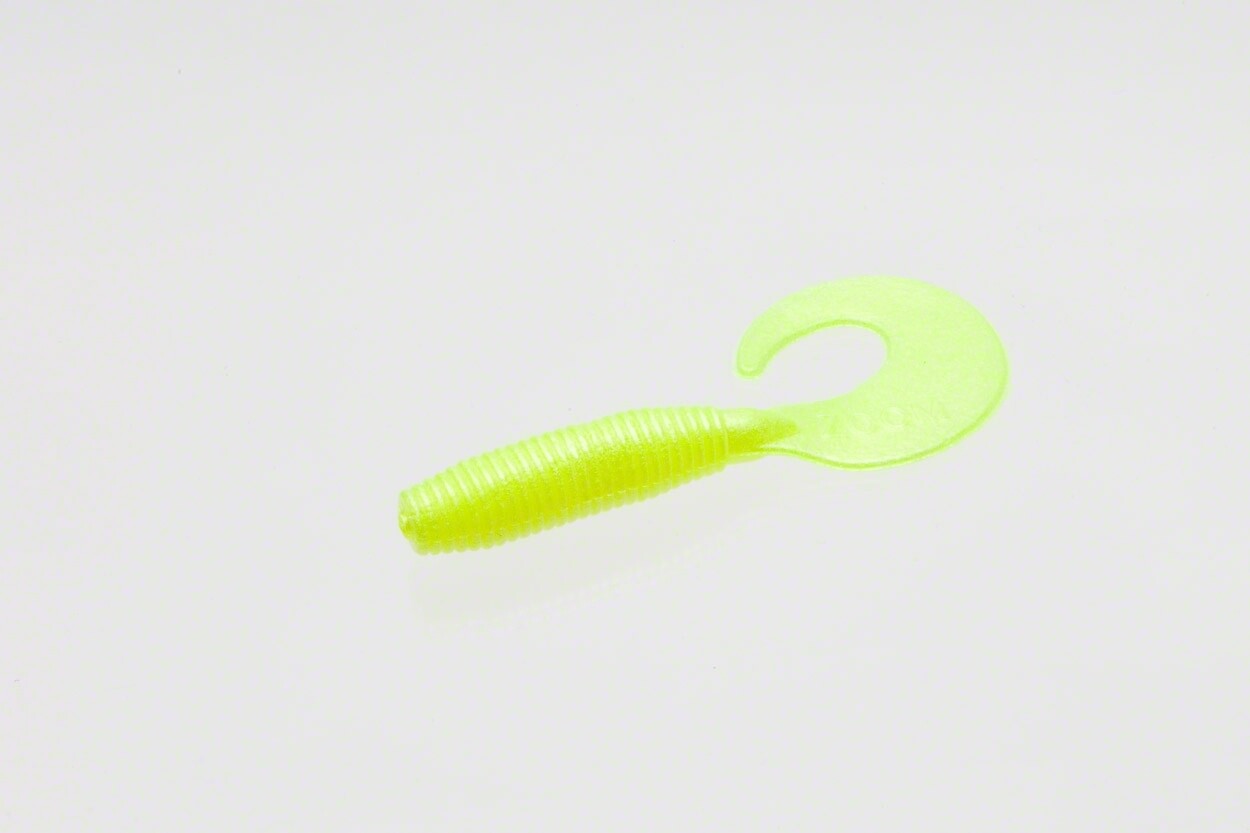 Zoom 011046 Fat Albert Curly Tail Grub, 3&quot;, 10Pk, Chartreuse Pearl