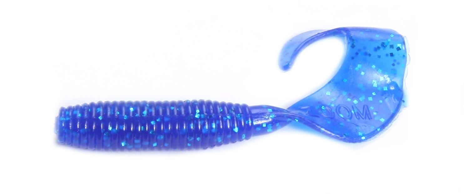 Zoom 011110-SP Fat Albert Curly Tail Grub, 3", 10Pk, Sapphire Blue