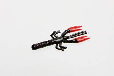Zoom 014129 Lil Critter Craw , 3" 12Pk, Black & Red Glitter & Red Claw
