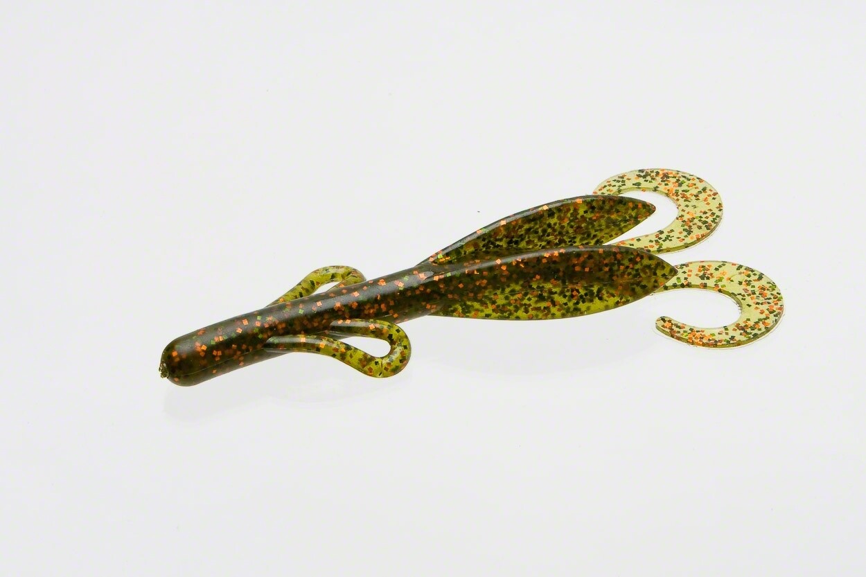 Zoom 022216 Brush Hog Creature Bait, Watermelon Green Orange