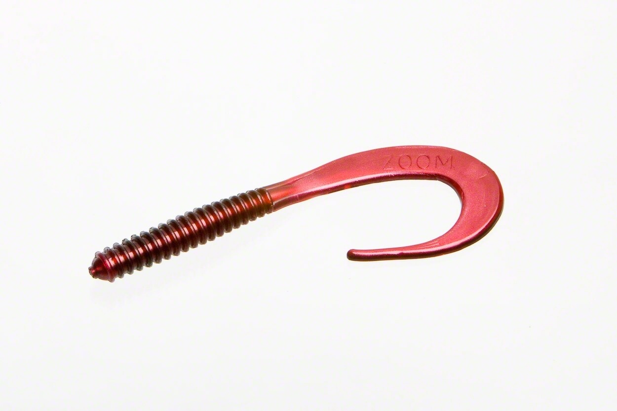 Zoom 035029-SP Dead Ringer Curly Tail Ring Worm, 6", 20Pk, Red Shad