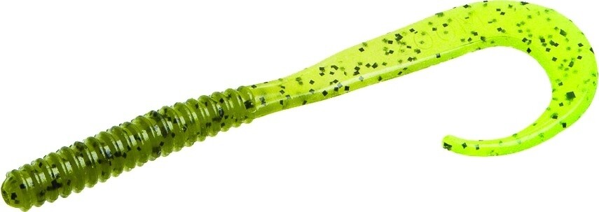 Zoom 035051-SP Dead Ringer Curly Tail Ring Worm, 6&quot;, 20Pk Watermelon Chartreuse