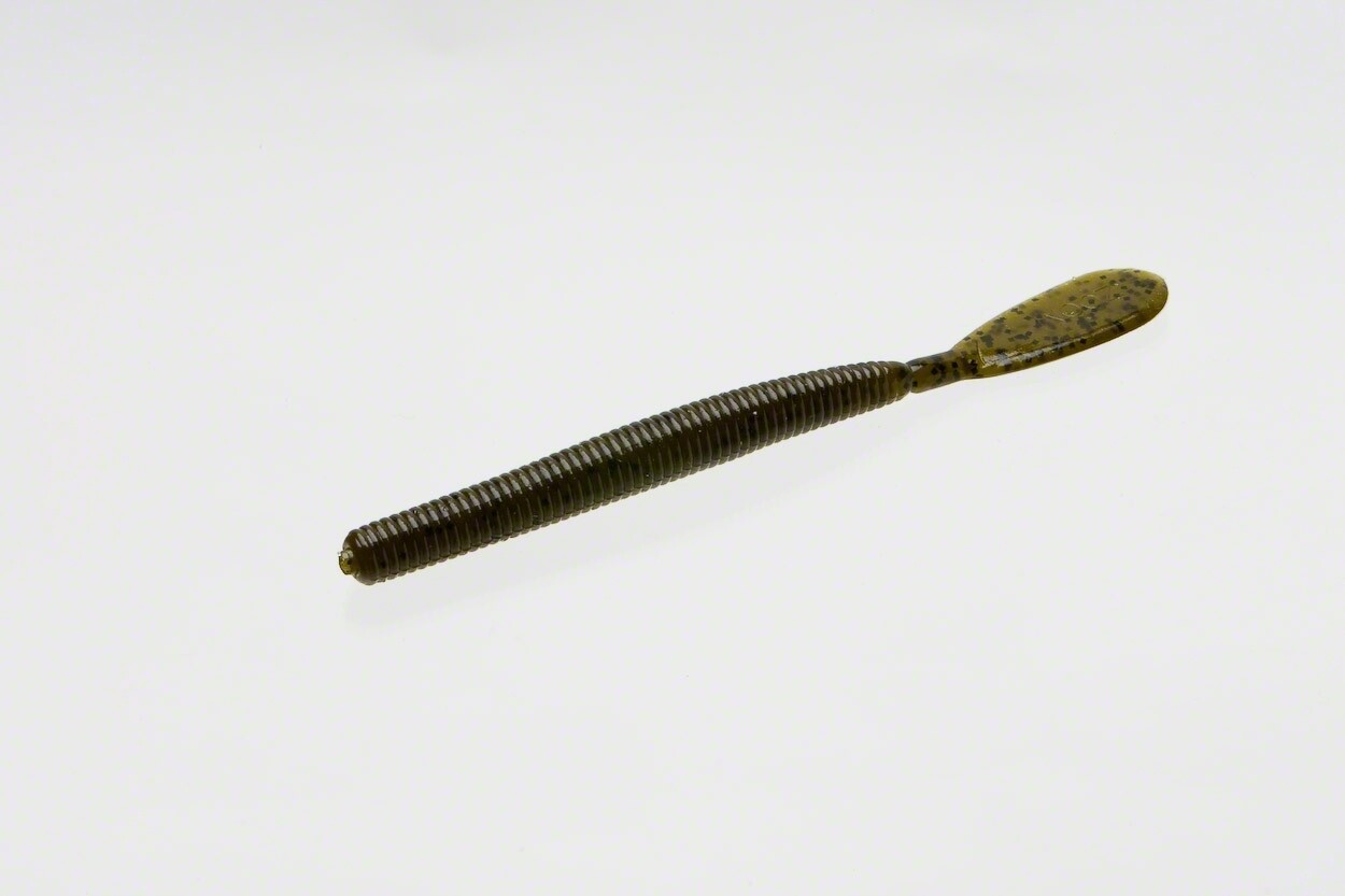 Zoom 051025 Original Paddle Tail Speed Worm, 5 3/4&quot;, 15Pk, Green Pumpkin