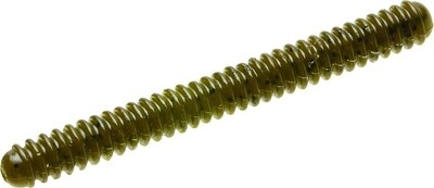 Zoom 052025 Double Ringer "French Fry" Finesse Worm, 4", 15Pk, Green Pumpkin