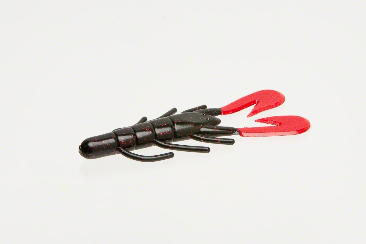 Zoom 080129 Ultra-Vibe Speed Craw 3 1/2", 12Pk, Black & Red Glitter & Red Claw
