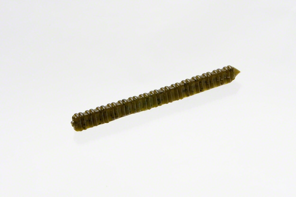 Zoom 007025 Centipede Finesse Worm, 4", 20Pk, Green Pumpkin