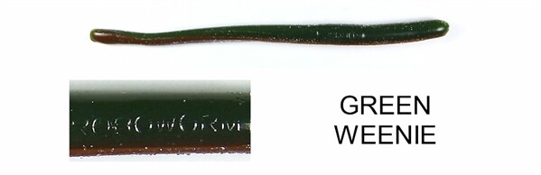 Roboworm ST-8890 Straight Tail Worm 4 .5", Green Weenie, 10/Pack