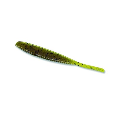 Yamamoto 68L-10-297 Shad Shape Worm 3.75", 10pk, Green Pumpkin &amp; Black