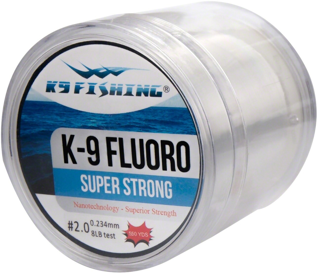 K9 550-8lb-CL Clear Fluoro Line 550 yard spool 8lb test
