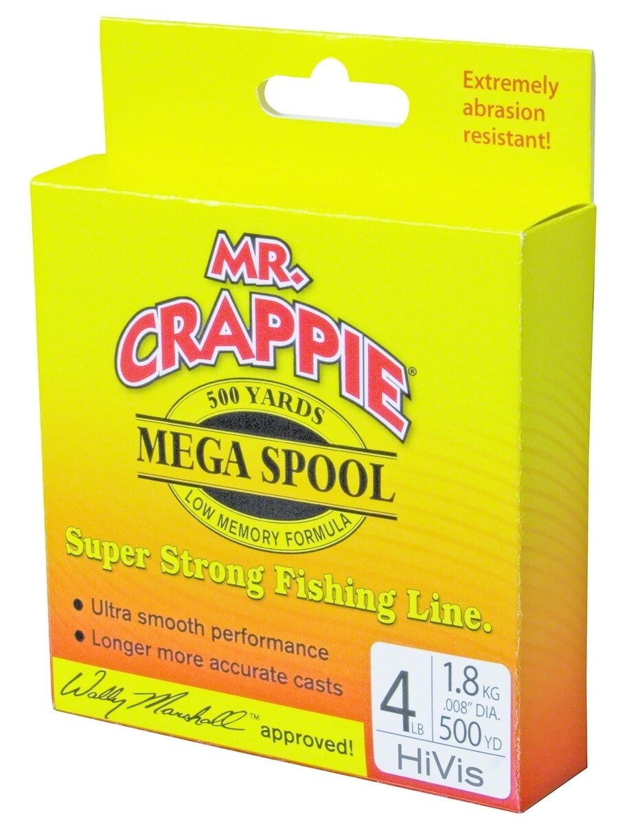 Mr. Crappie MC4FSHV Mega Spool Line 4Lb 500Yd Hi-Viz