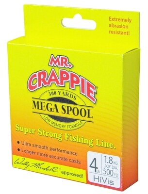 Mr. Crappie MC4FSHV Mega Spool Line 4Lb 500Yd Hi-Viz