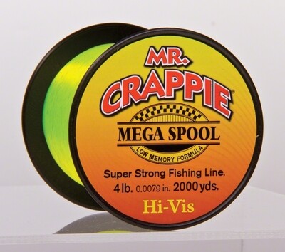 Mr. Crappie MC4HV Mega Spool Line 4Lb 2000Yd Hi-Viz