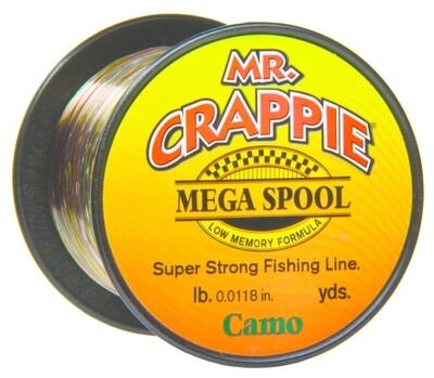 Mr. Crappie Monfilament Line Mega Spool, 6Lb 1500Yd Camo