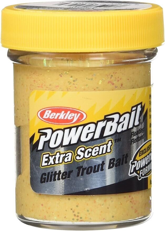 Berkley BGTGY2 PowerBait Glitter Trout Bait Garlic Scent Yellow