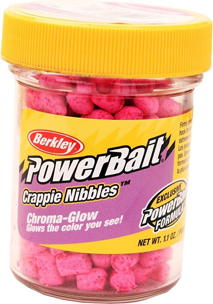 Berkley CNGP PowerBait Chroma-Glow Crappie Nibbles Glow Pink 1.1oz Jar
