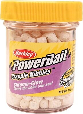 Berkley CNGW PowerBait Chroma-Glow Crappie Nibbles Glow White 1.1oz