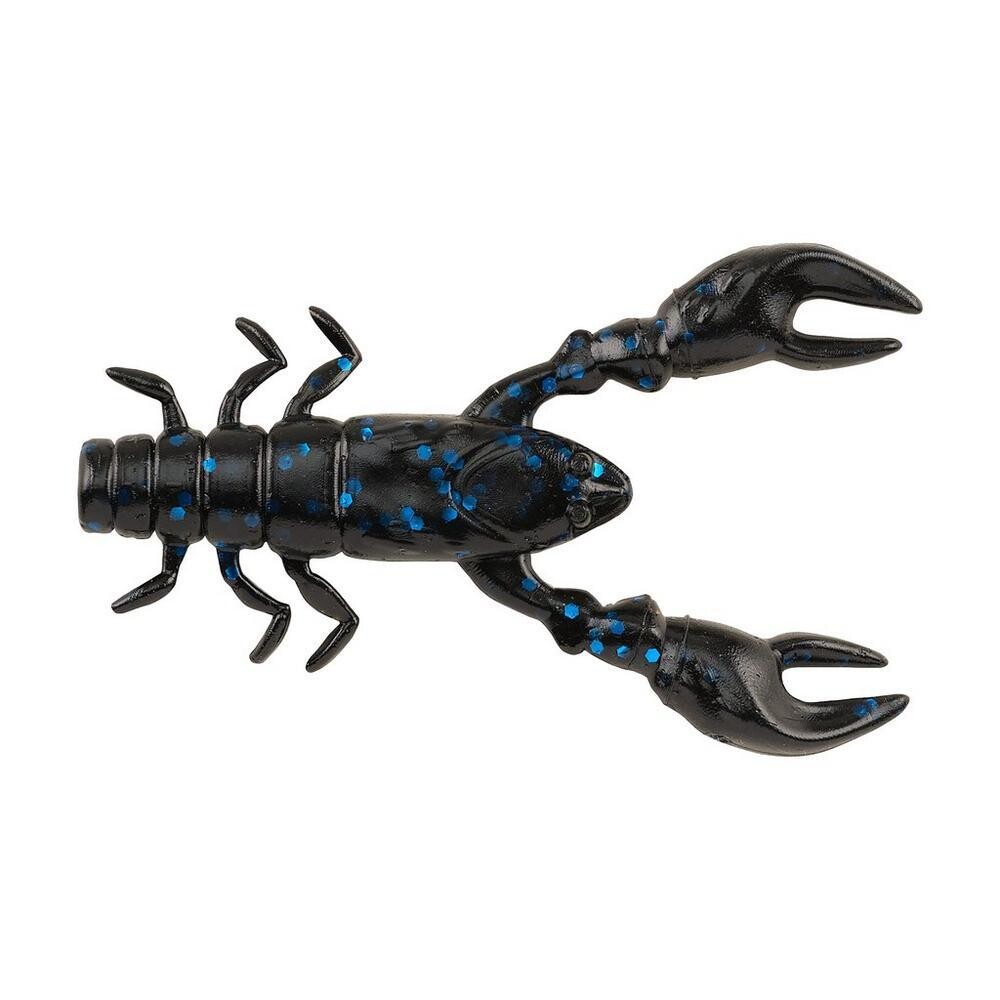 Berkley PowerBait Champ Craw, Lifelike Profile, colors mimic real bait, Large Floating Claws 3.5&quot;, 6 ct. Black Blue Fleck