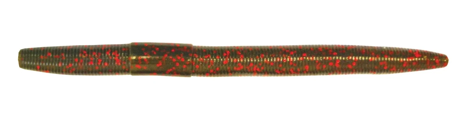 Big Bite Baits TS5-26 Trick Stick Finesse Worm, 5", Green Pumpkin Red