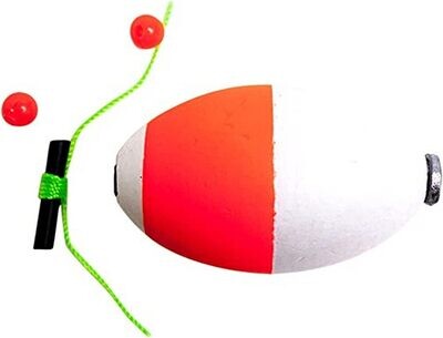 Billy Boy MO200S Weighted Oval Slip Float w/Beads &amp; Bobber Stops 2 Red/White 2Pc Bg