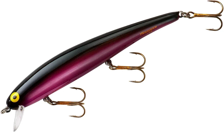 Bomber B15ACC1 Long A Minnow Jerkbait 4 .5&quot;, 1/2 oz, , Black/Purp Belly (5310015-34)