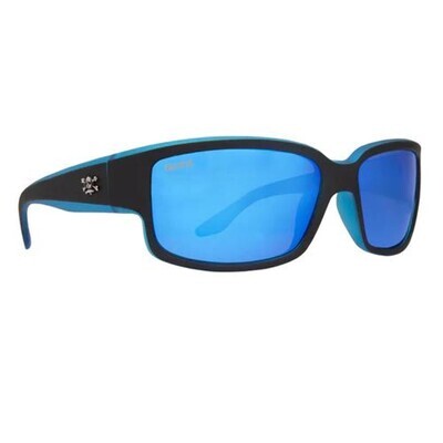 Calcutta BBS1BM Blackjack Sunglasses Matte Black w/Blue Backspray Frame Blue Mirror Lens