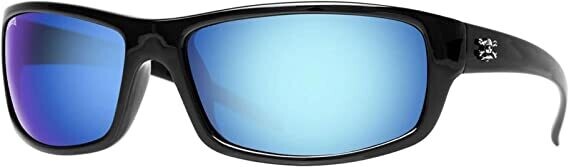 Calcutta Banks Sungalsses Shiny Black Frame Blue Mirror Lens