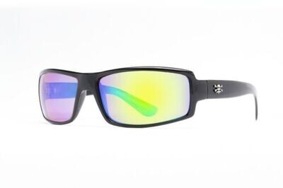 Calcutta NW1GM New Wave Sunglasses Shiny Black Frame/Green Mirror Lens