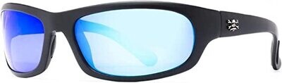 Calcutta Steelhead Sunglasses Shiny Black Frame Blue Mirror Lens