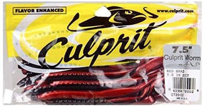 Culprit C1010-02 Original Worm, 10", Red Shad, 10 Pk