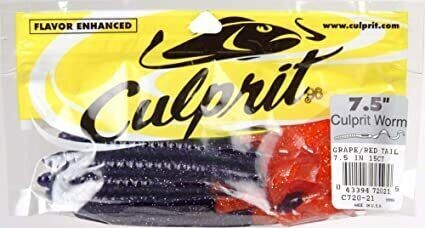 Culprit C720-21 Original Worm, 7 1/2", Grape/Red Tail, 13 Pk