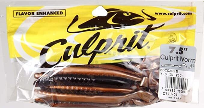 Culprit C720-08 Original Worm, 7 1/2", Moccasin, 18 Pk