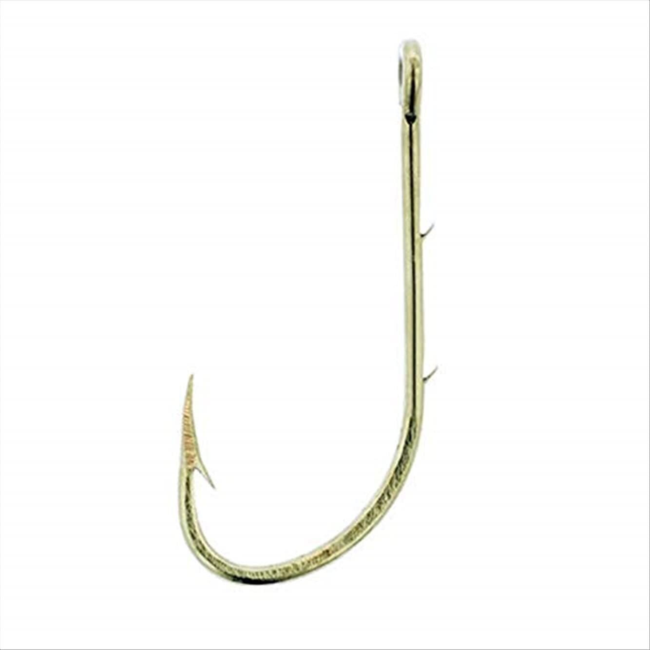 Eagle Claw 186-3/0 Baitholder Hook, Size 3/0, Curved/Forged, 2 Sliced Shank, Offset, Ringed Eye, Bronze, 100 per Pack