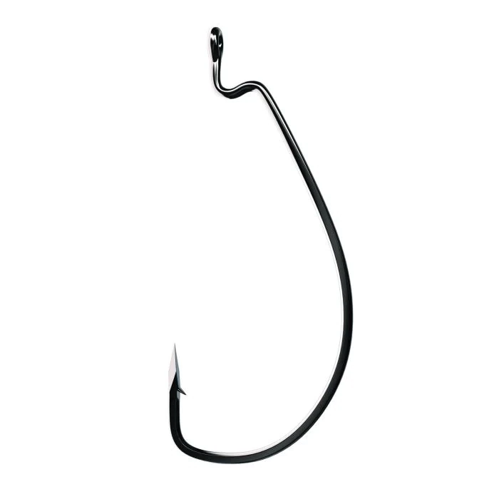 Eagle Claw TK125-4/0 Trokar EWG Magworm Hook, Size 4/0, Forged, Non-Offset Z-Bend, Heavy Wire, Ringed Eye, Black Chrome, 5 per Pack