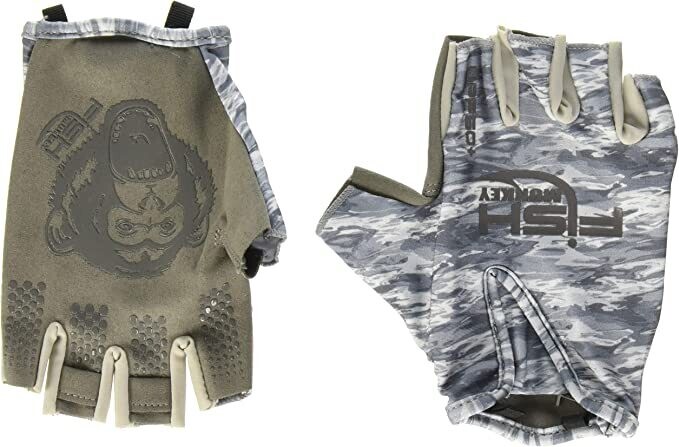 Fish Monkey M Stubby Guide Glove, Grey Water Camo