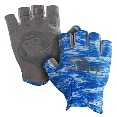 Fish Monkey Large Stubby Guide Glove, Blue Water Camo