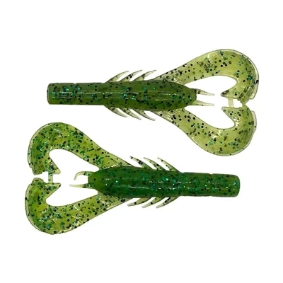 Googan Krackin' Craw 3'' Chart Ppr/Grn Fleck 10pk