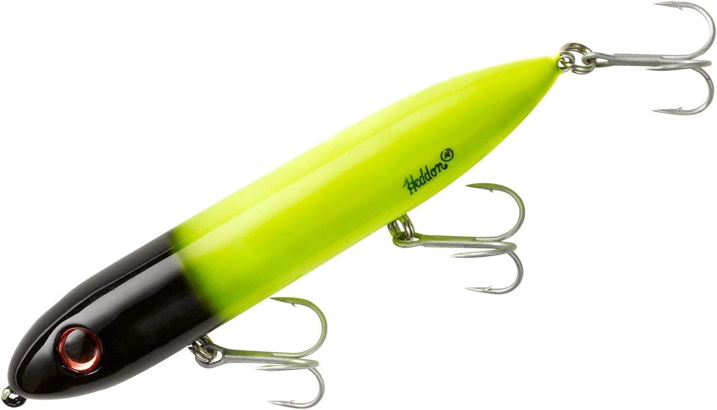 Heddon Super Spook Topwater Bait, 5&quot;, 7/8 oz, Chartreuse Black