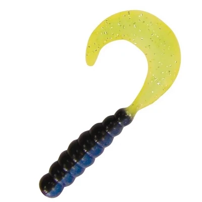 Kalin 2TG10-820 Triple Threat Grub 2", Junebug/Chartreuse Tail, 10/Pack	
