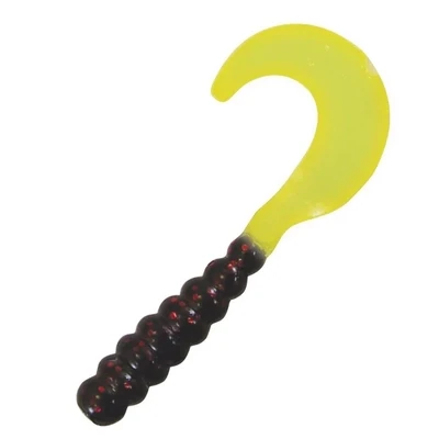Kalin 2TG10-851 Triple Threat Grub 2", Black Neon/Chartreuse Glow Tail	