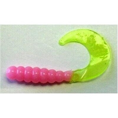 Kalin 2TG10-997 Triple Threat Grub 2", Bubblegum/Chartreuse Tail	